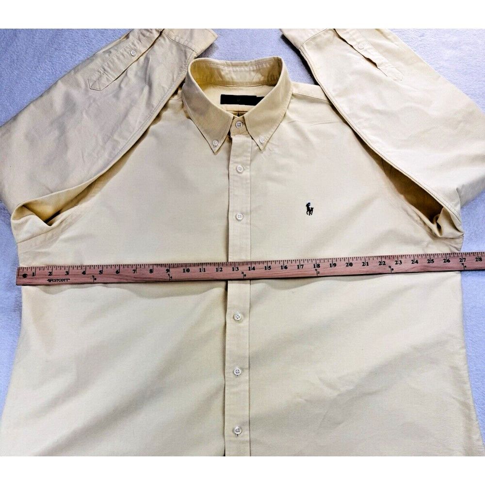 RALPH LAUREN Oxford Shirt Men 2XL Yellow  Button‎ Down LS Flesh Pony - Picture 10 of 10